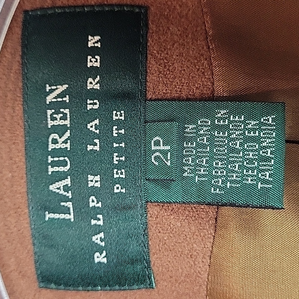 Vintage Ralph Lauren brown grandpa women's blazer wool cashmere size 2P - Picture 3 of 10